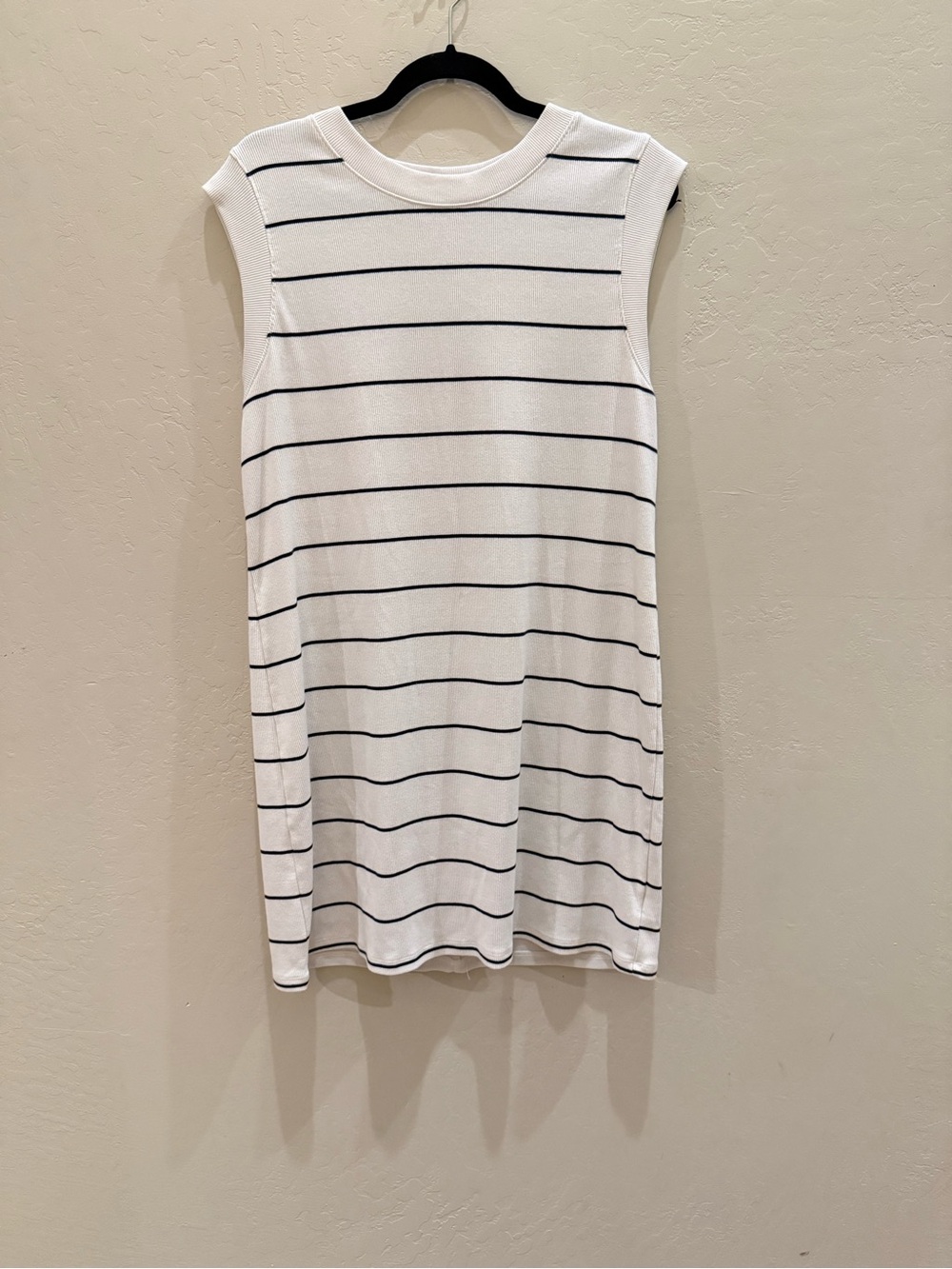 a new day White Sleeveless Midi Dress with Black Stripes